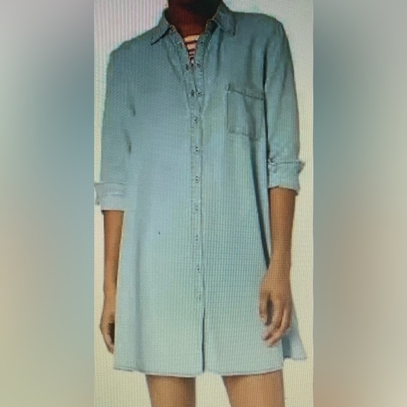 BB Dakota Light Denim Shirt Dress - Picture 2 of 7